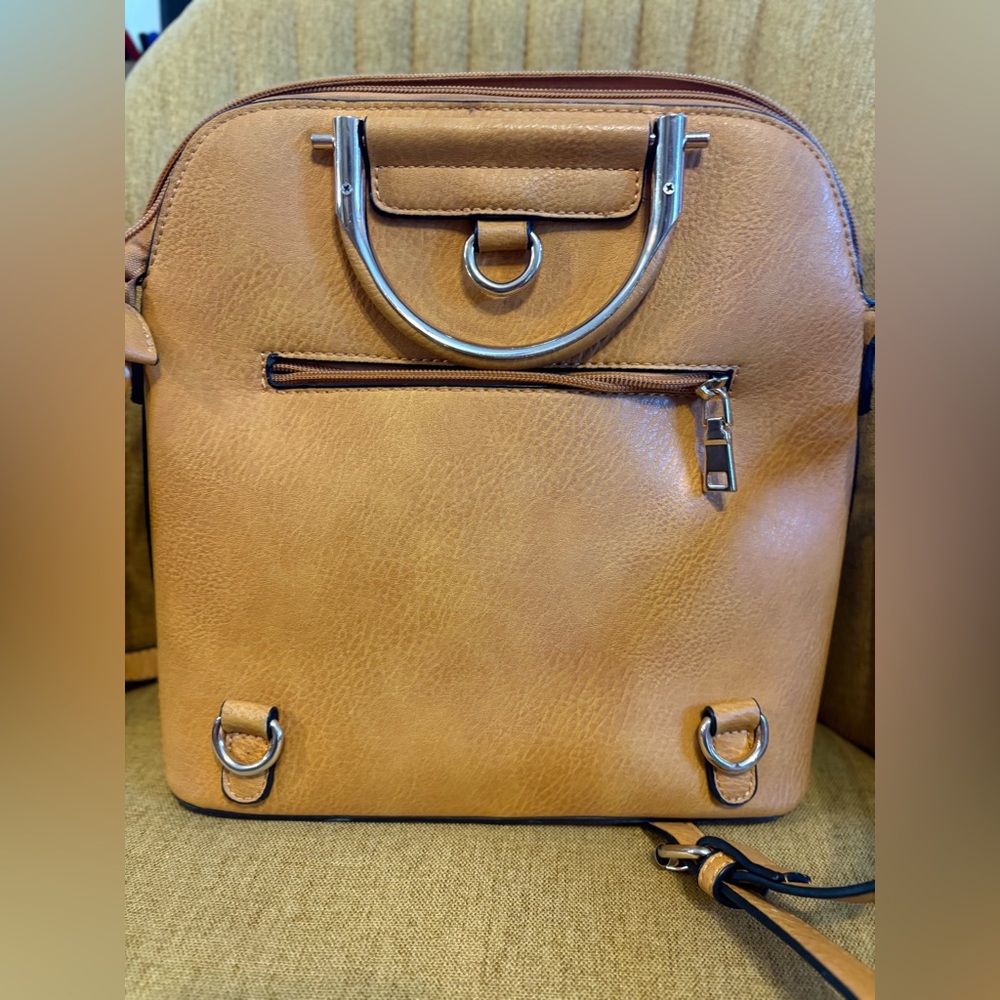 Mustard Yellow Faux Leather Women's Bag/Backpack